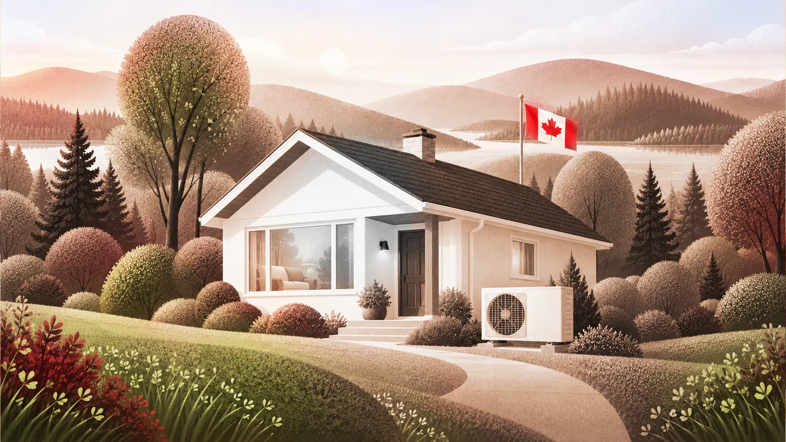 Single-storey home with a ductless outdoor unit at the side